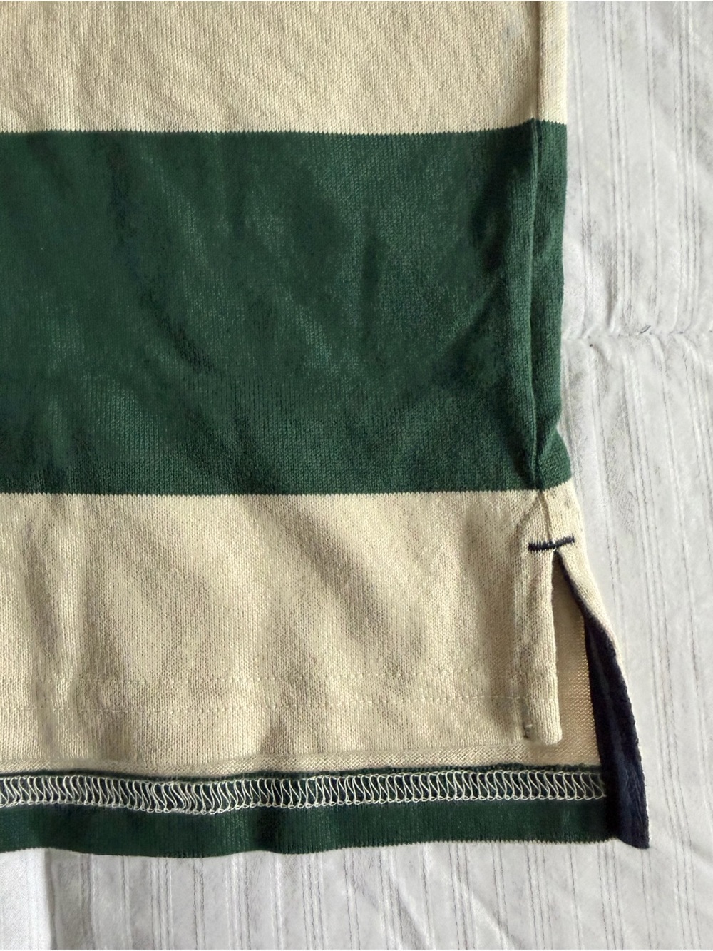 NWT L.L. Bean Deep Green and Cream Vintage Soft Rugby Shirt - Picture 9 of 9